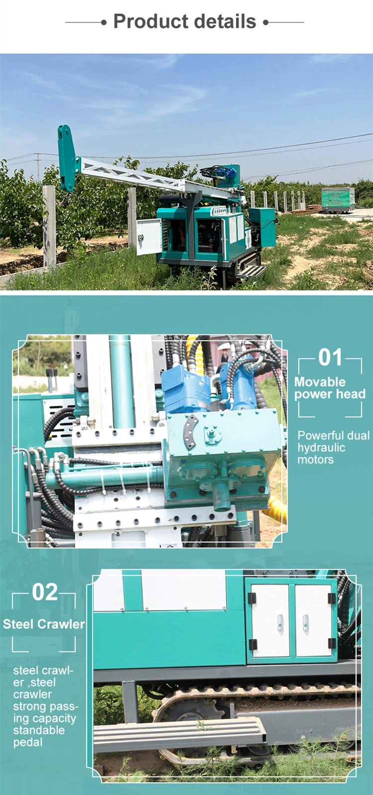 300m/400m/600m/800m Hydraulic Crawler Type Blast Borehole Mining Rock Water Well Drilling Rig